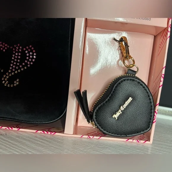 Juicy Couture Shoulder Bag Chain 2 Piece Set Liquorice Color w/ Coin Purse NWT​